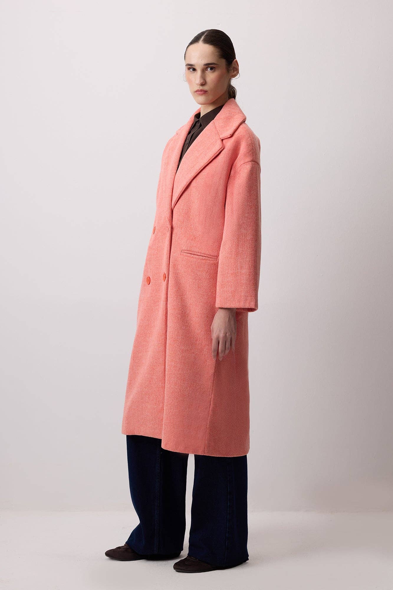 Cappotto lungo doppiopetto arancione