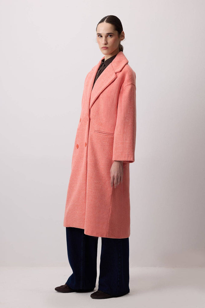 Cappotto lungo doppiopetto arancione