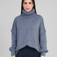 Maglione dolcevita oversize in maglia spessa blu jean
