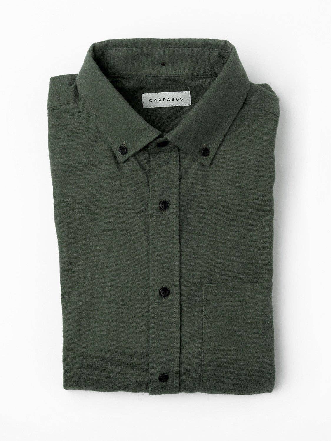 Camicia in flanella su misura Populus verde oliva
