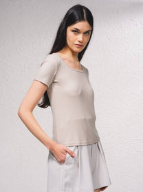 T-shirt basic in viscosa a girocollo