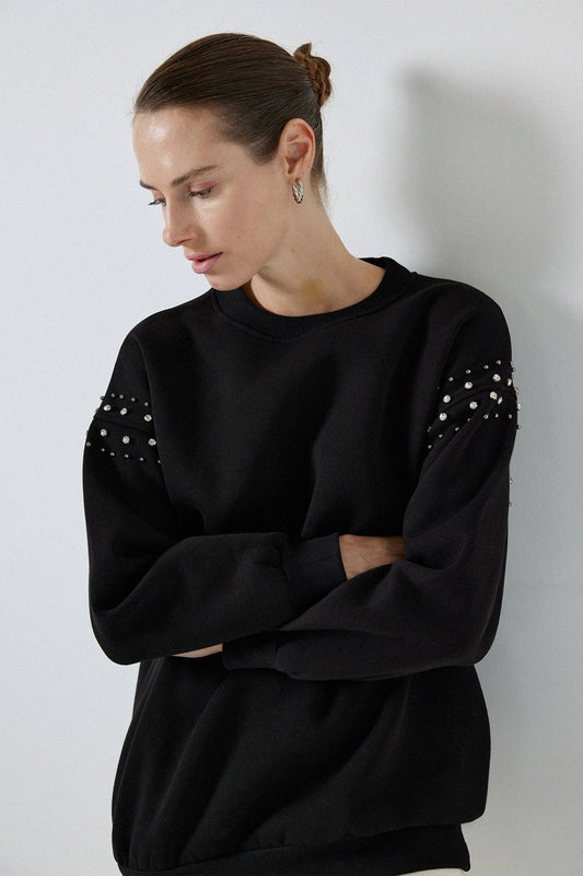 Felpa oversize con dettagli gioiello sulle maniche