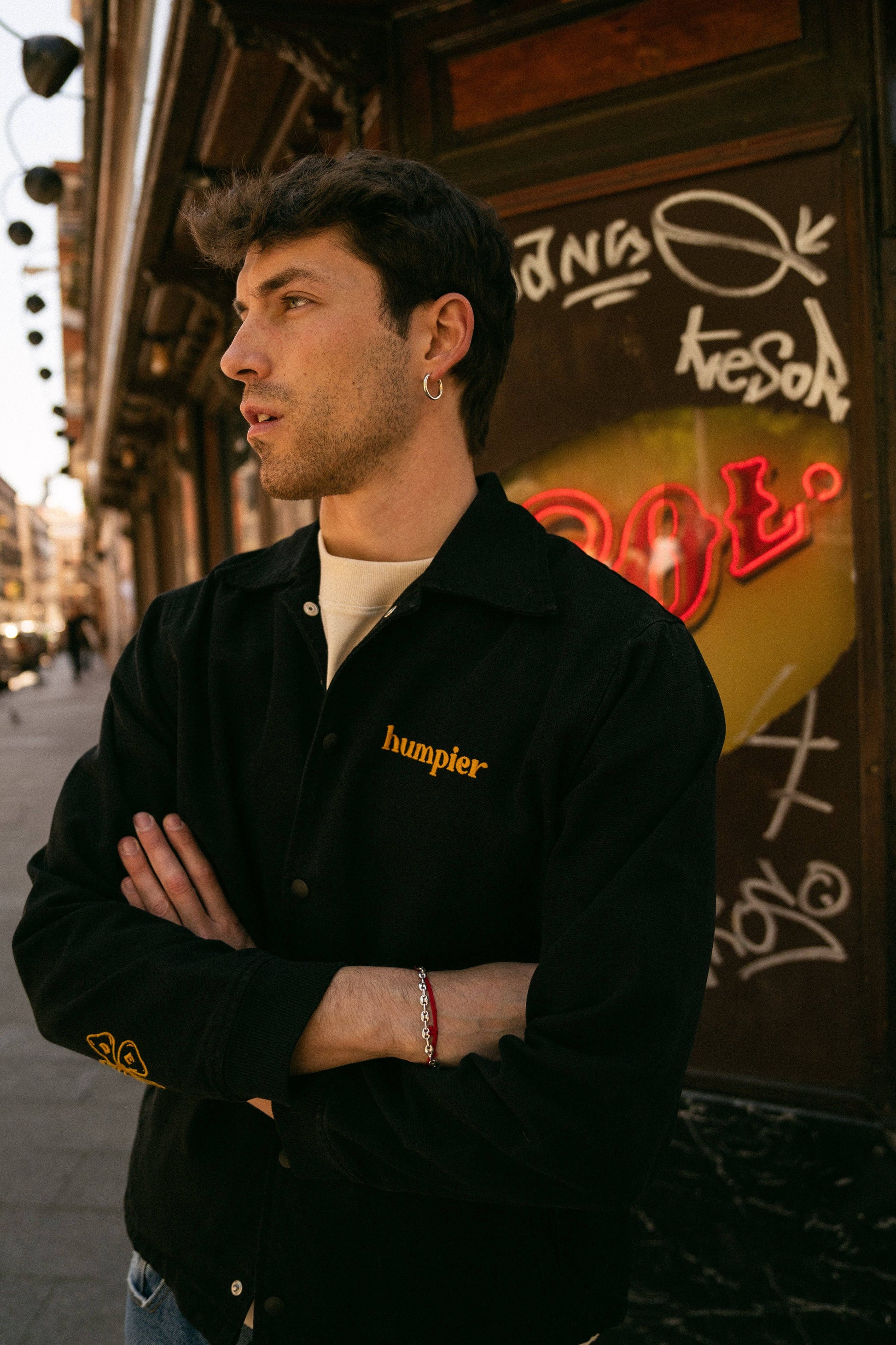 Giacca trucker nera Good Luck