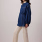 Giacca oversize effetto denim con dettagli gioiello
