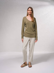 Maglione in maglia scollo a V senza cuciture