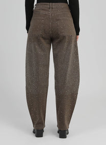Jeans balloon moka con strass