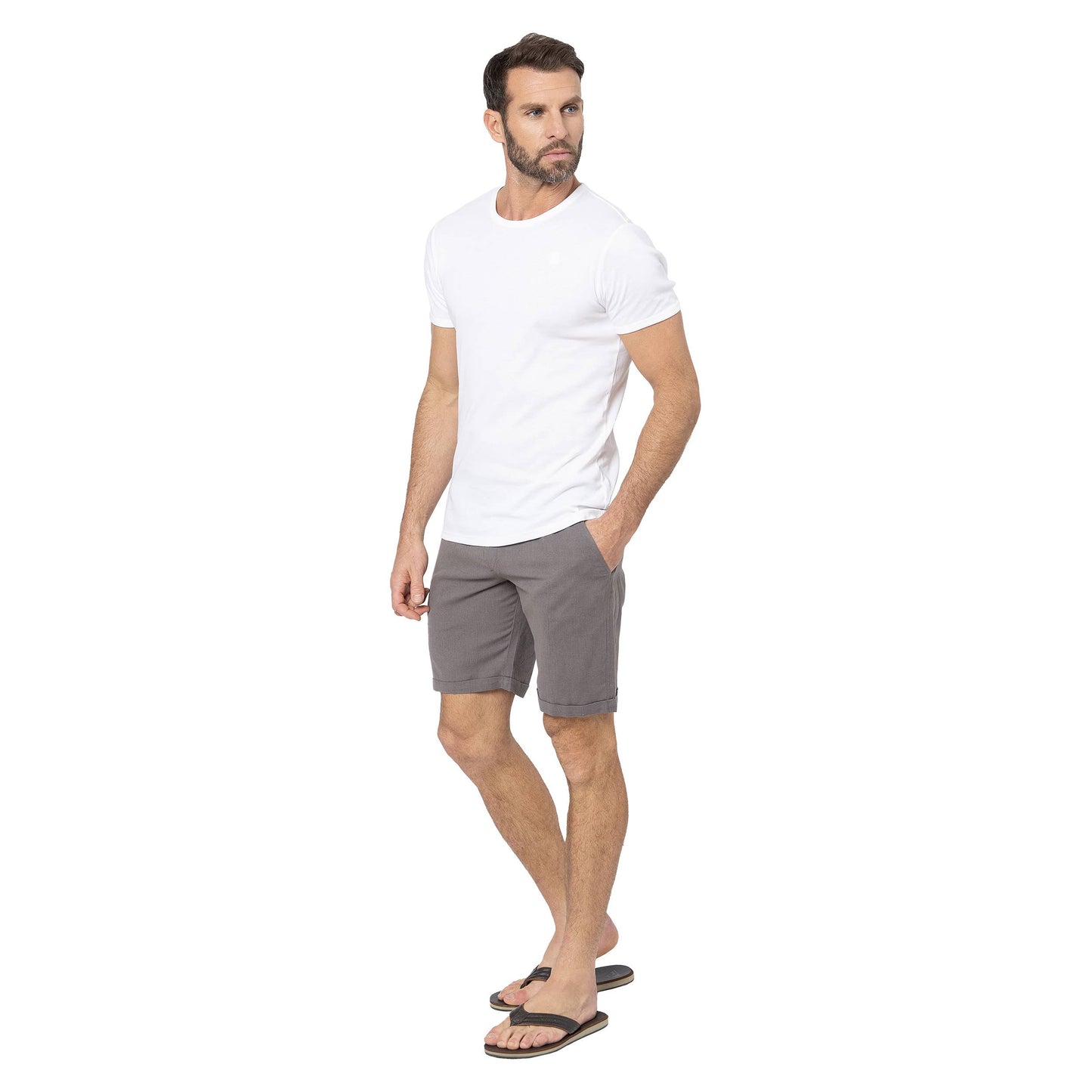 Pantaloncini estivi uomo in cotone e lino grigio
