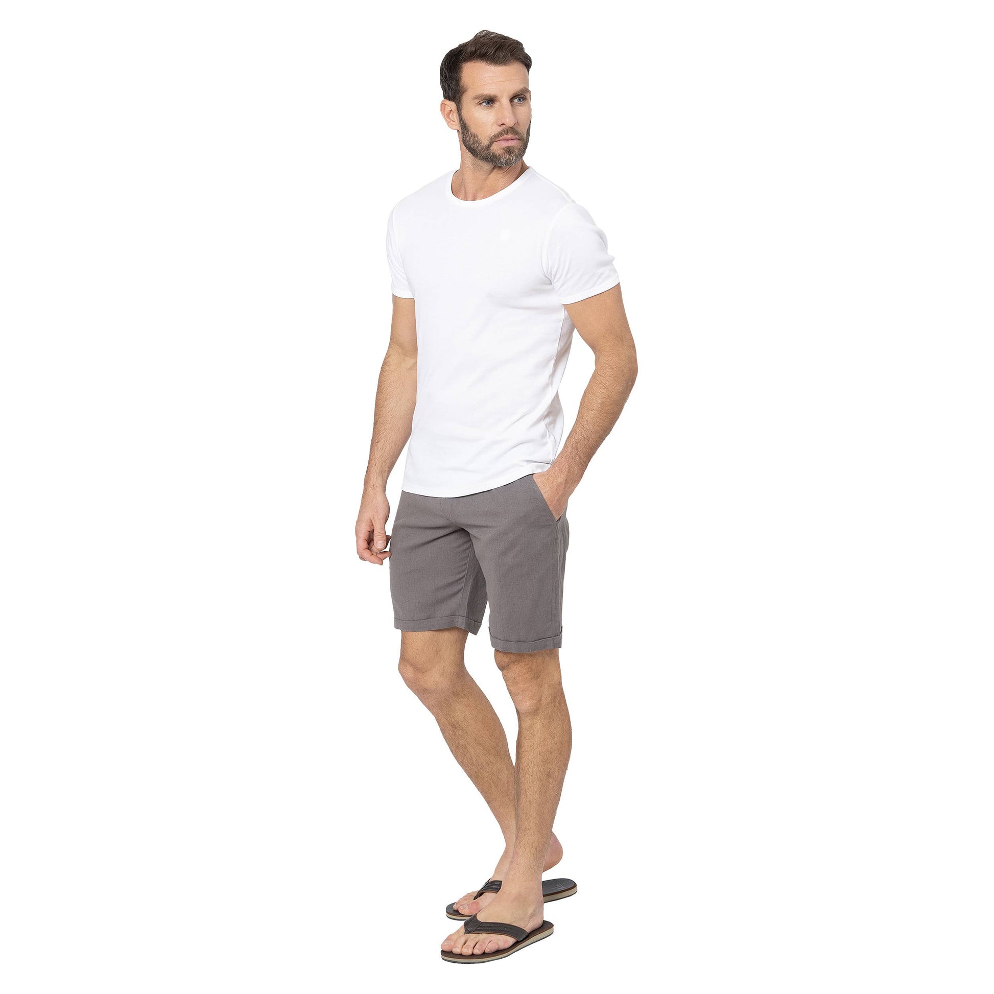 Pantaloncini estivi uomo in cotone e lino grigio
