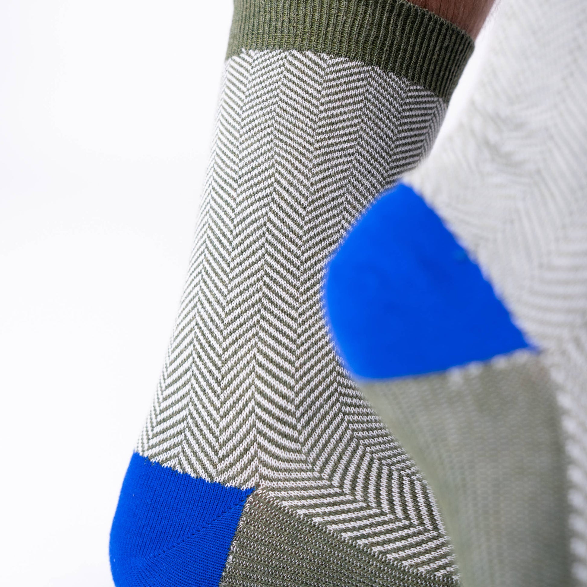 Calzini in cotone pettinato a motivo chevron Foresta chiara