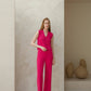 Top smanicato in misto cashmere con scollo a V