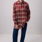 Camicia a quadri oversize bordeaux