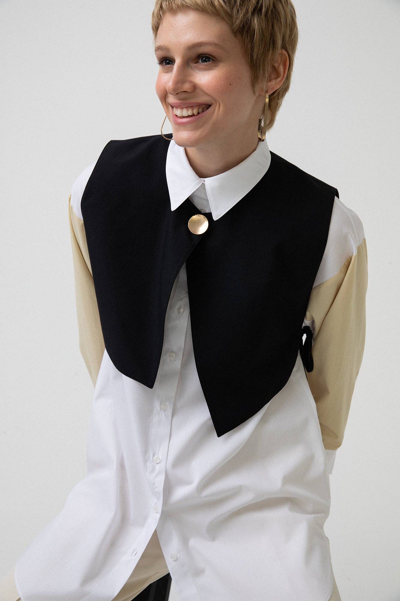Camicia in popeline bicolor con gilet