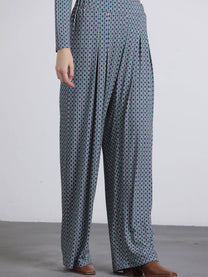 Pantaloni stampati a palazzo in viscosa