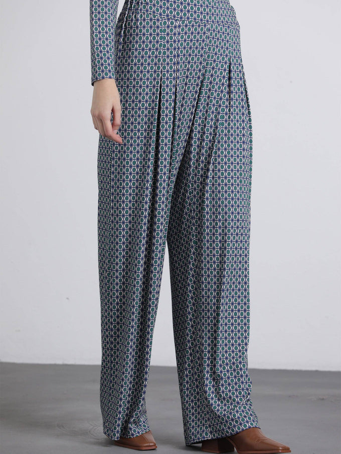 Pantaloni stampati a palazzo in viscosa