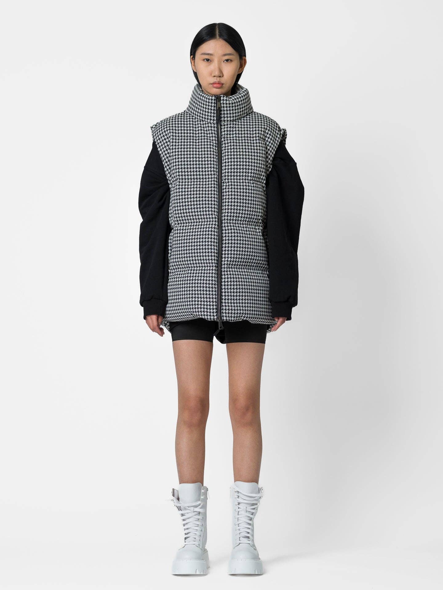 Gilet regular pied de poule con logo