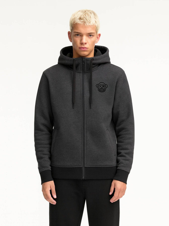 Felpa con cappuccio e zip Chimp Loco Monky grigio scuro