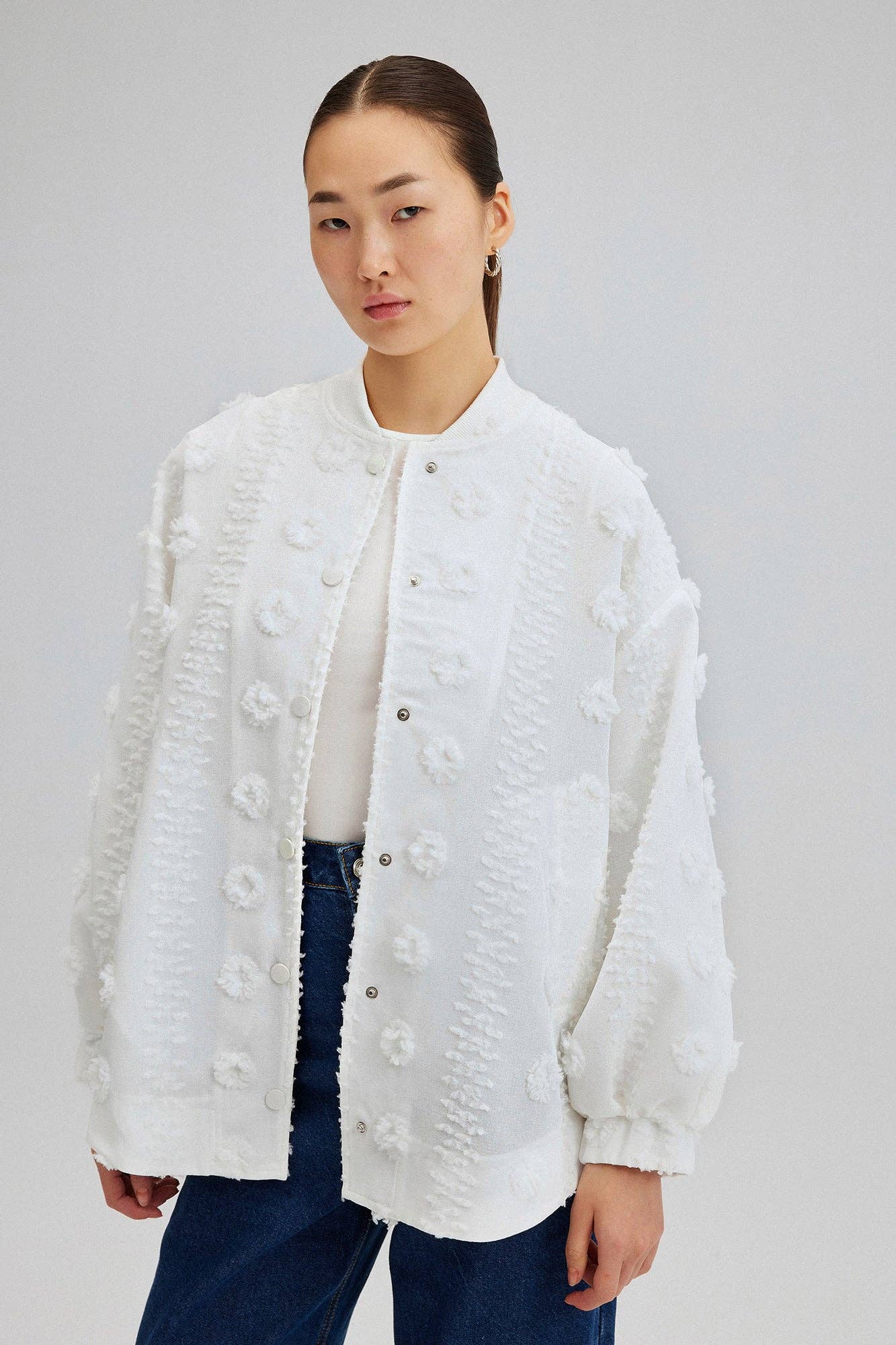 Bomber in pizzo floreale