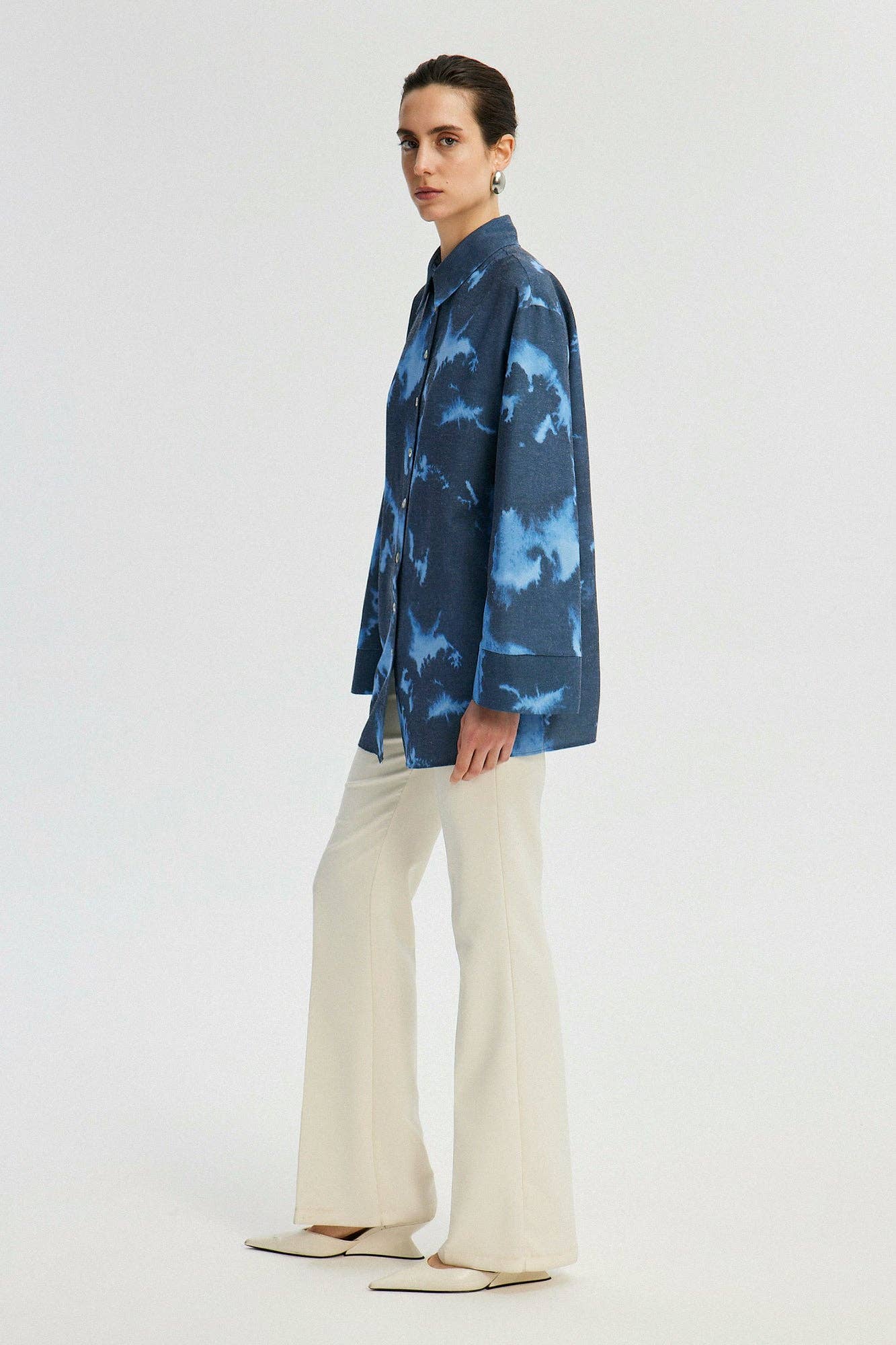 Camicia tie-dye in lino testurizzato