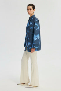 Camicia tie-dye in lino testurizzato
