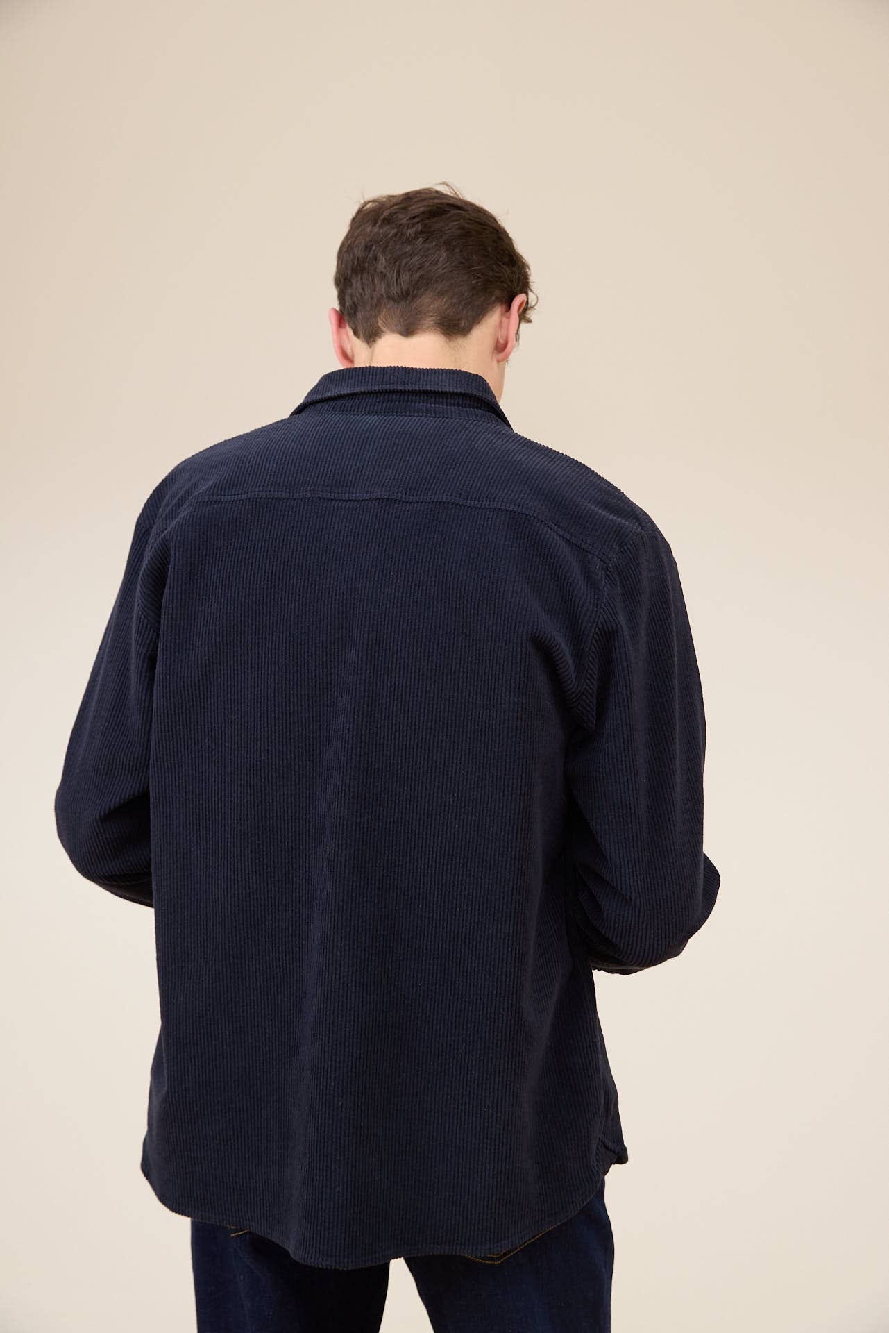 Sopracamicia Chicago in velluto a coste blu navy