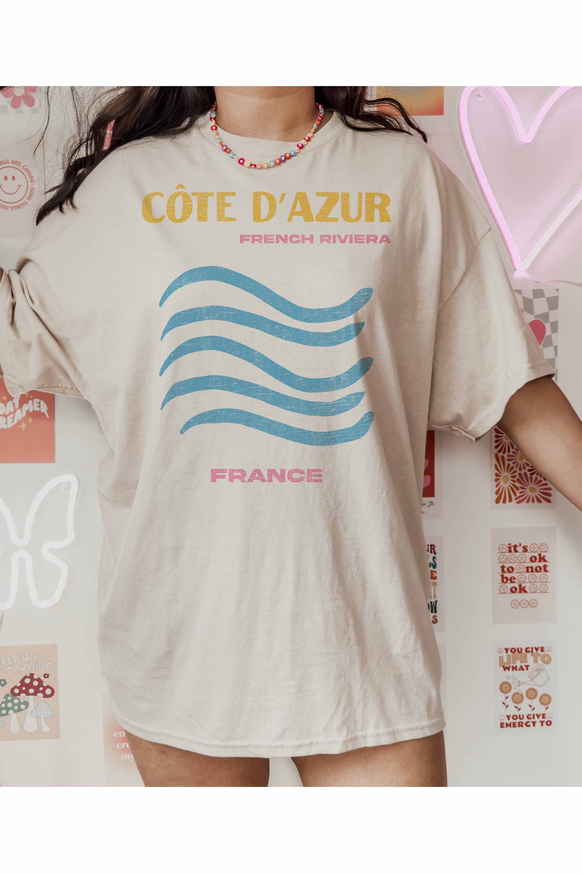 T-shirt oversize grafica Côte d’Azur