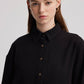 Camicia oversize effetto lino nera