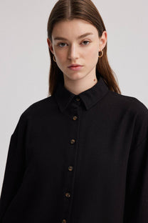Camicia oversize effetto lino nera