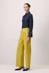 Pantaloni palazzo a vita alta in viscosa