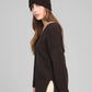 Maglione oversize con scollo a V color cioccolato
