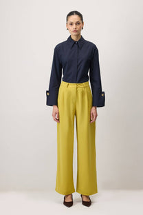 Pantaloni palazzo a vita alta in viscosa