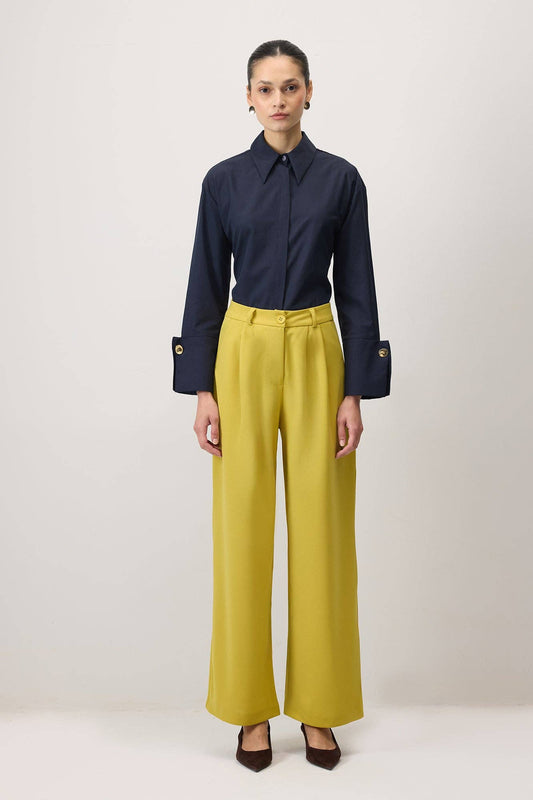 Pantaloni palazzo a vita alta in viscosa