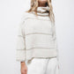 Maglione a righe in maglia con collo arricciato