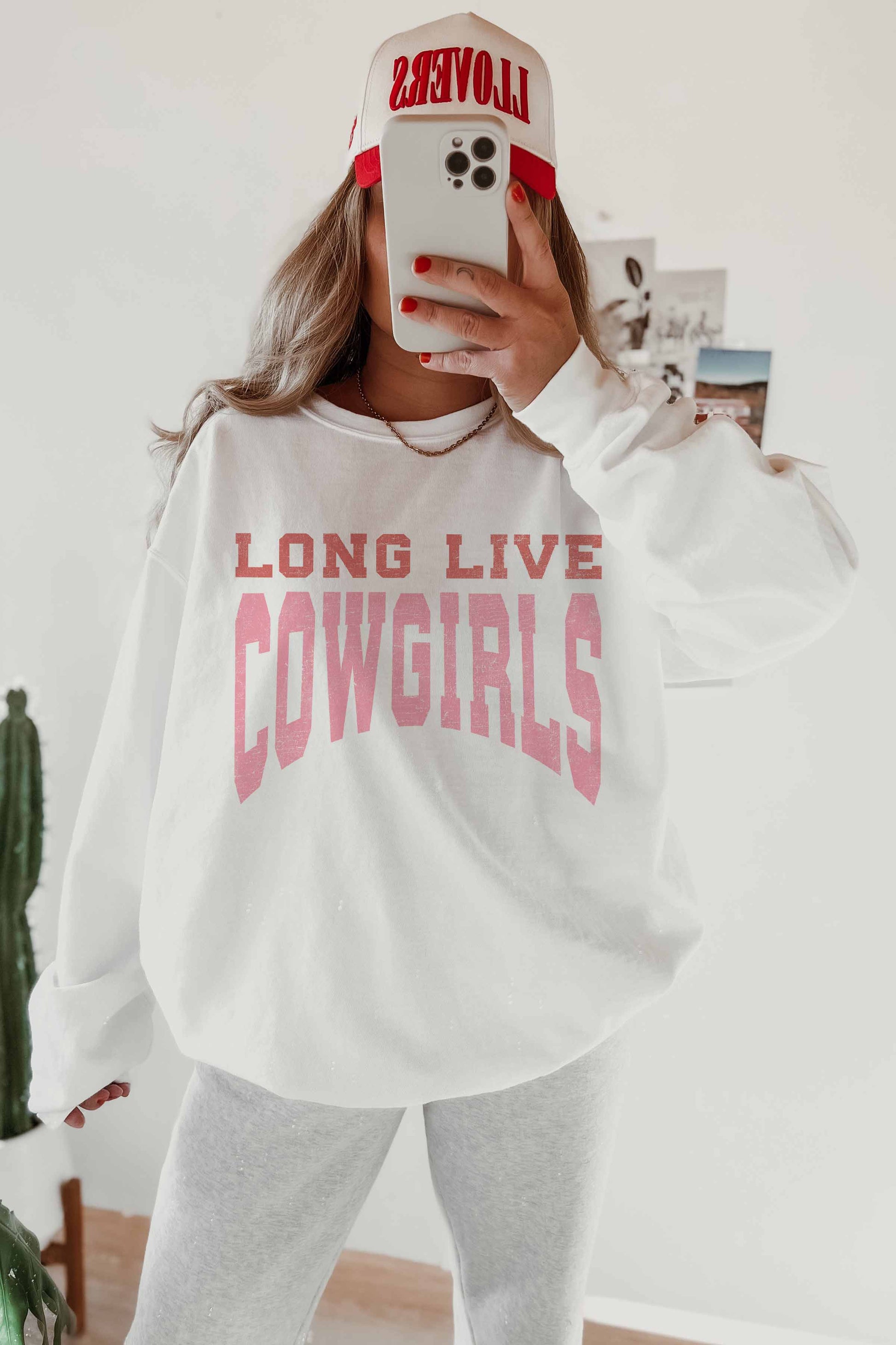 Felpa oversize grafica “Long Live Cowgirls”
