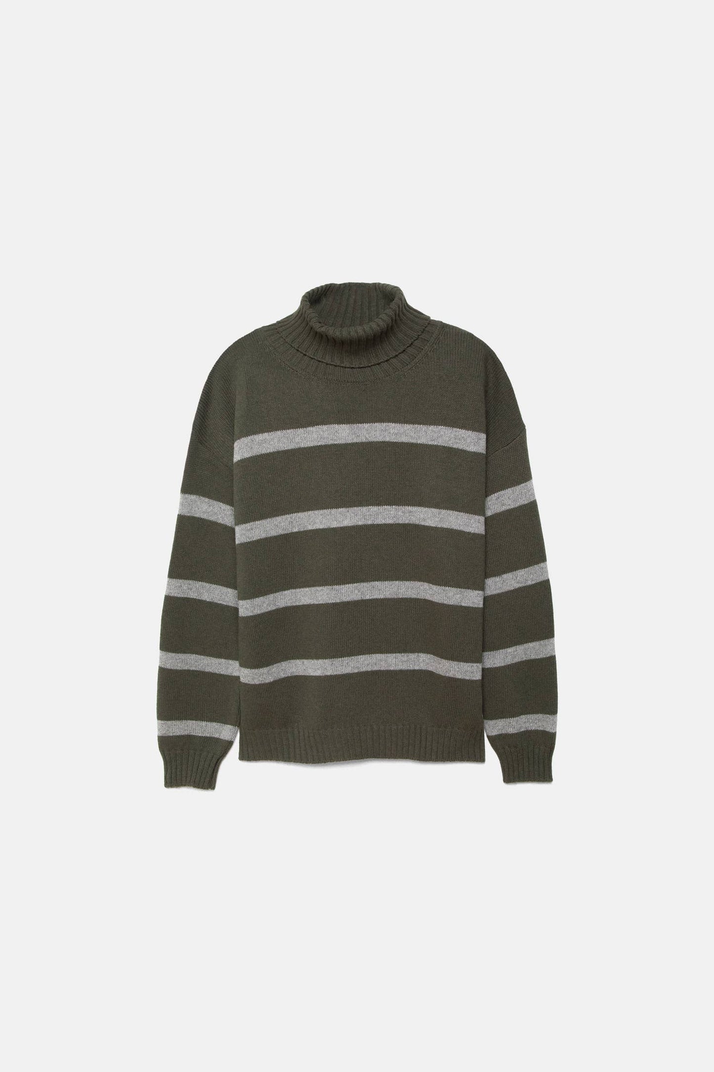 Maglione a righe in maglia con collo alto
