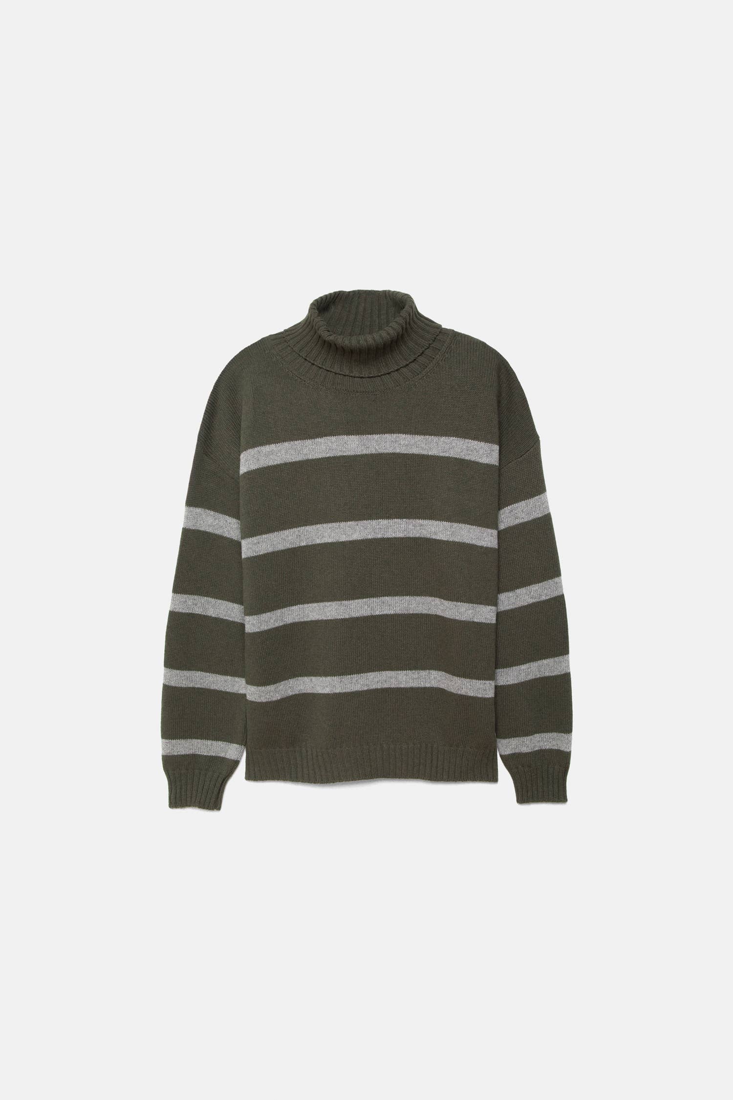Maglione a righe in maglia con collo alto