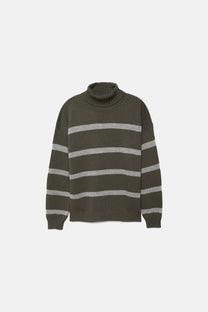 Maglione a righe in maglia con collo alto