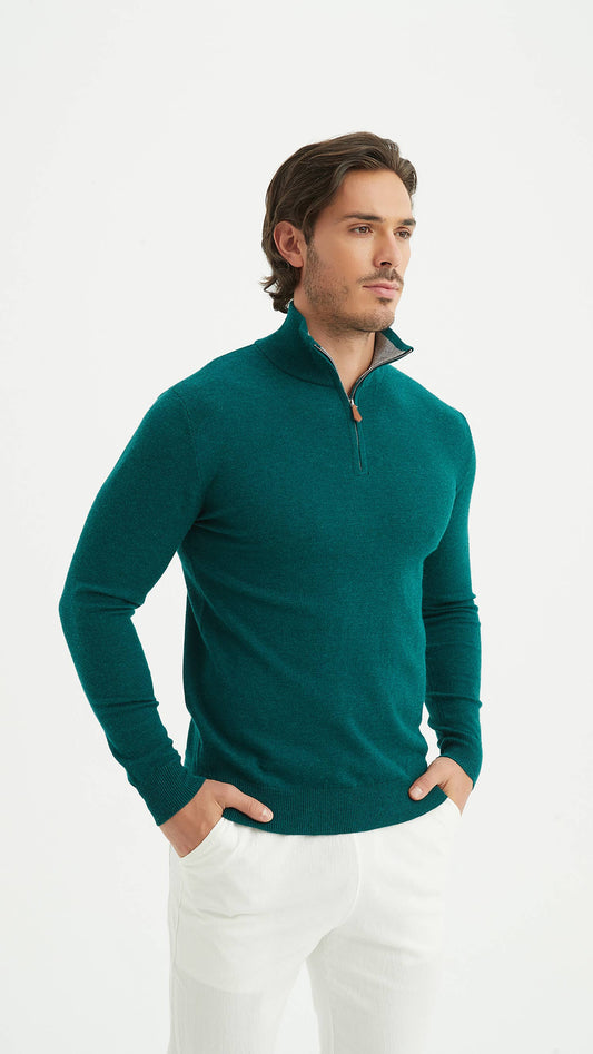 Maglione collo trucker “Cashmere Touch” verde abete