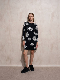 Abito in maglia con motivo floreale