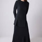 Gonna lunga in chiffon nero con orlo trasparente