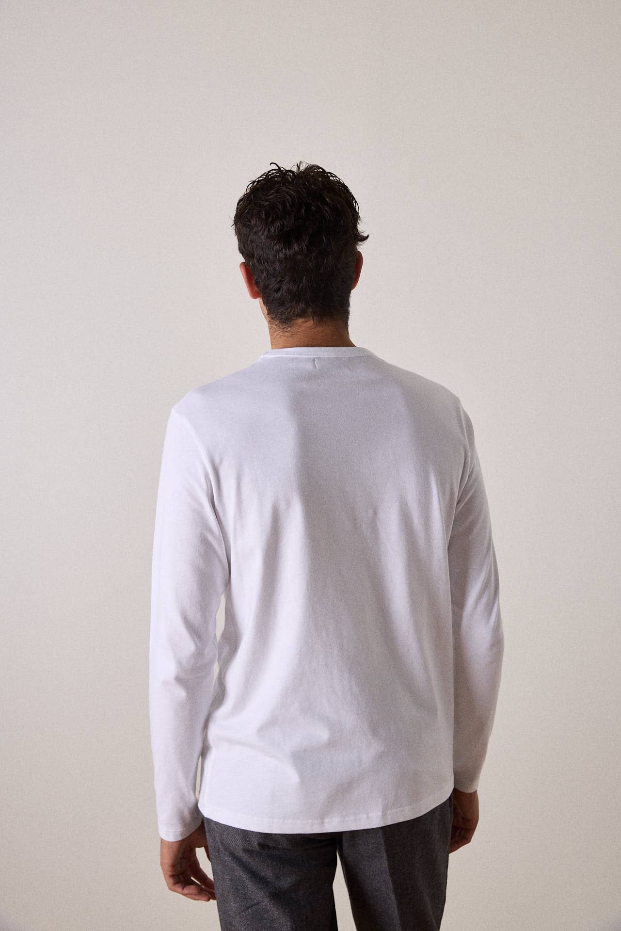 T-shirt uomo a maniche lunghe in cotone biologico Bastien bianca