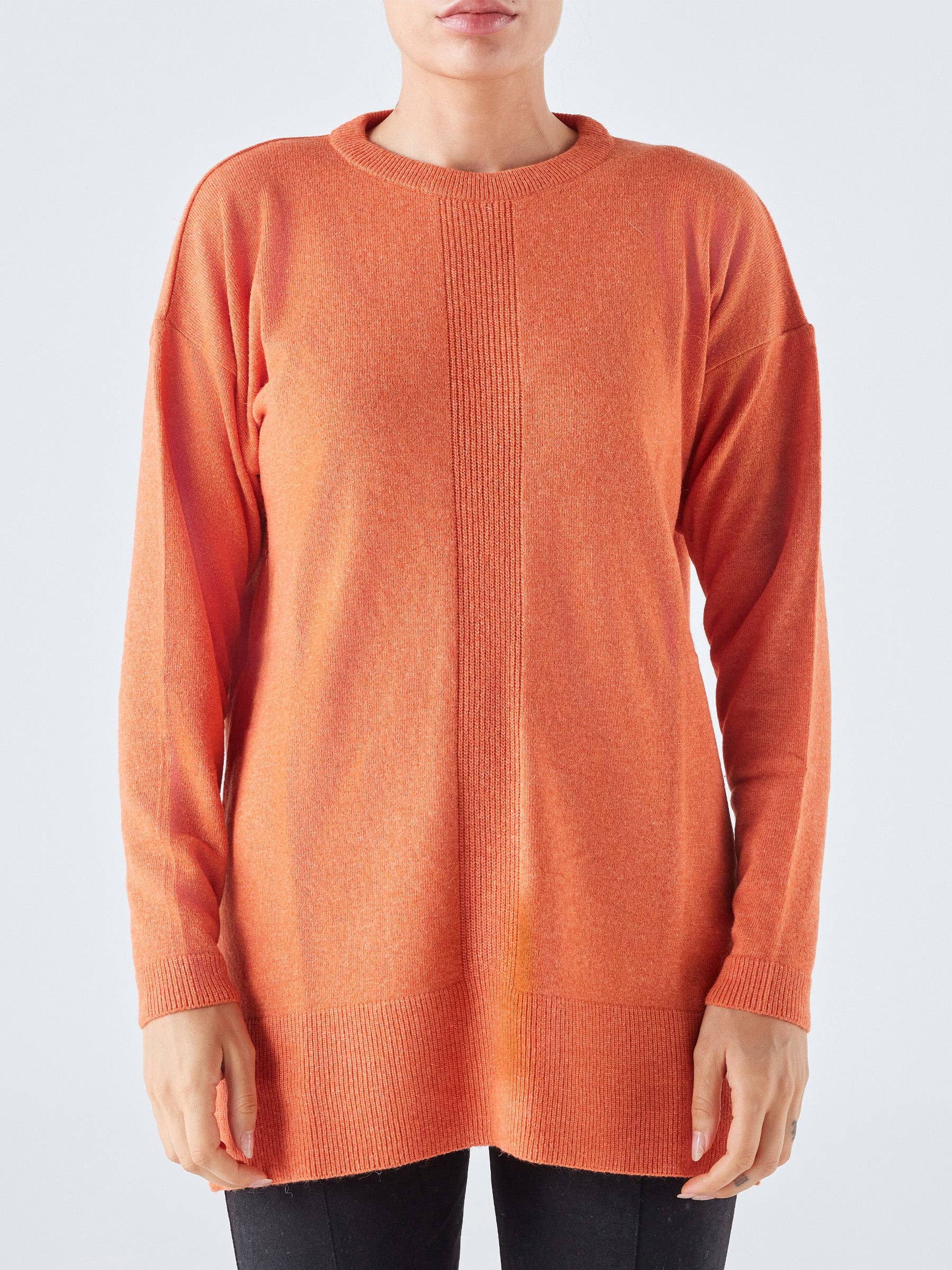 Maglia lunga a girocollo Nervo in misto lana e cashmere