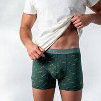Boxer in cotone biologico con stampa selvaggia verde