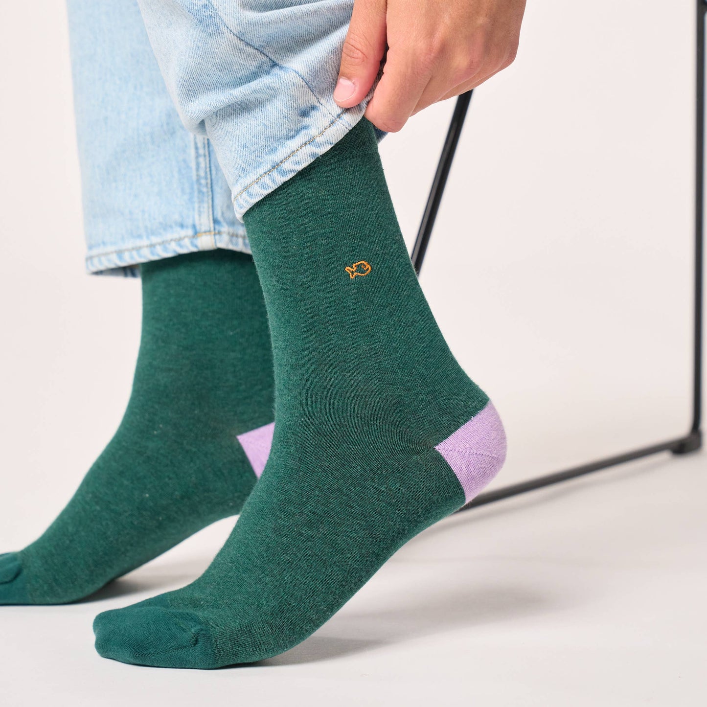 Calzini in cotone pettinato tinta unita verde mélange
