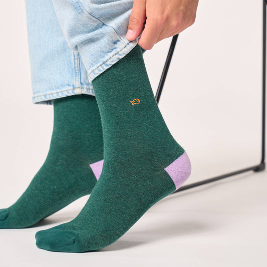 Calzini in cotone pettinato tinta unita verde mélange