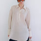 Tunica melange beige con colletto a camicia