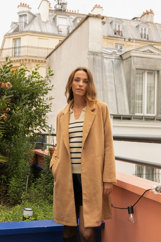 Cappotto lungo Vinnie con colletto rever e tasche frontali