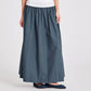 Gonna lunga Astrid in popeline di cotone biologico blu denim