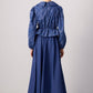 Completo in denim con tunica e gonna a fantasia