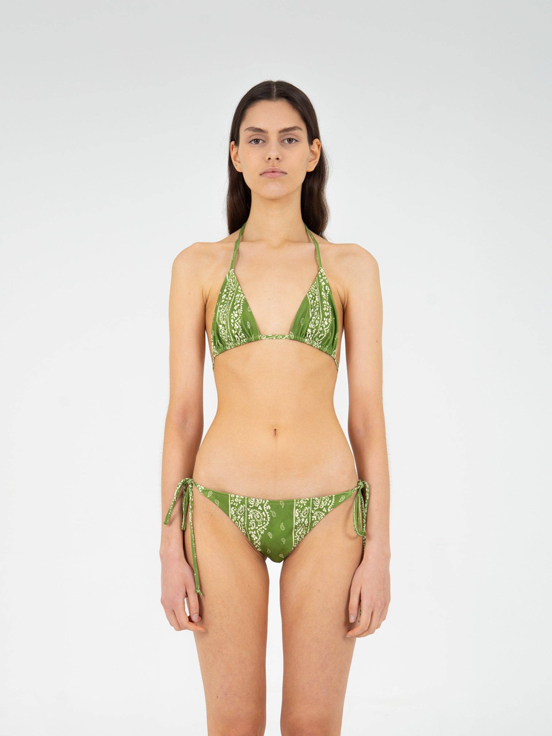Top bikini triangolo paisley verde