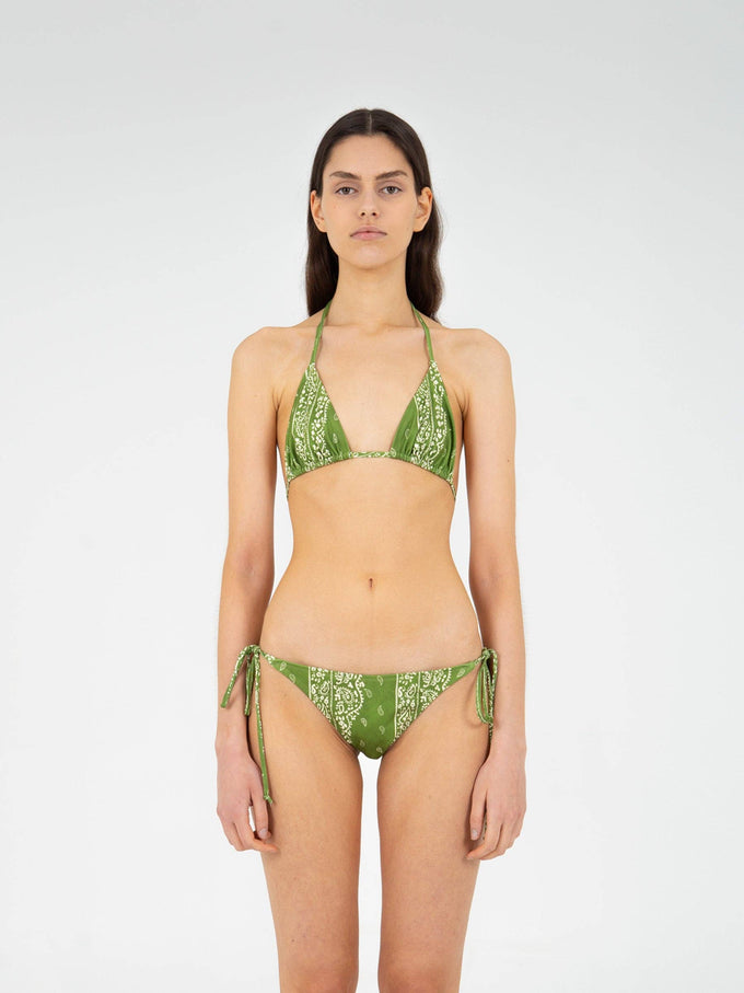Top bikini triangolo paisley verde